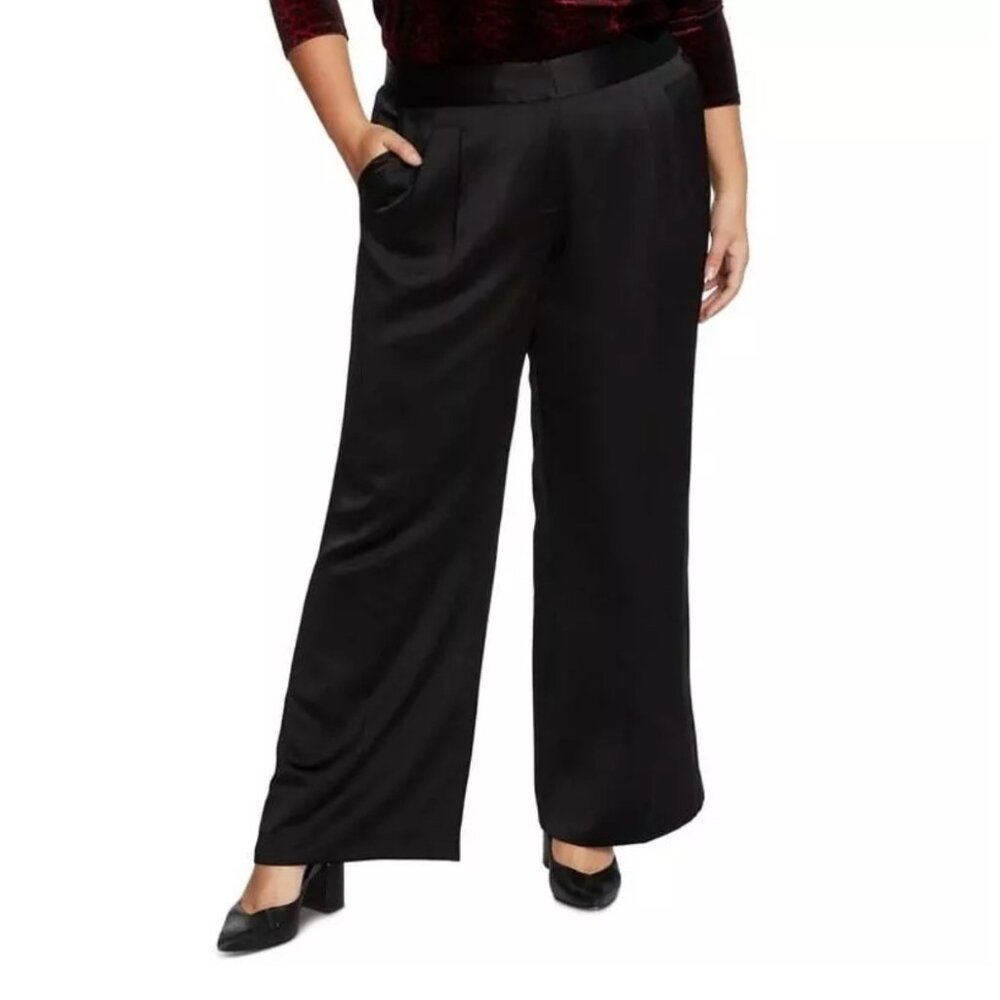 Vince Camuto Womens Plus Size 18W Black Wide-Leg Dress Pants